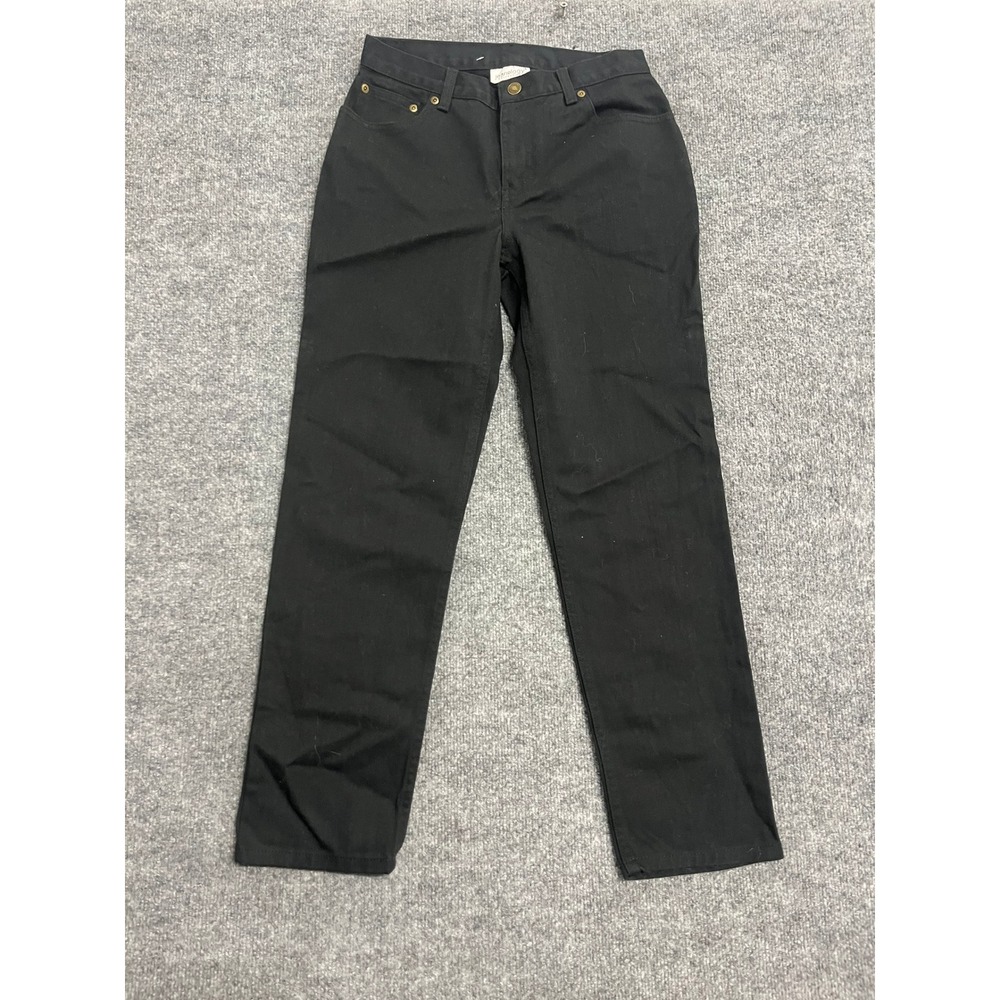 Jeanology Collection Pants Womens Size 6P Black Cotton Straight Leg High Waist